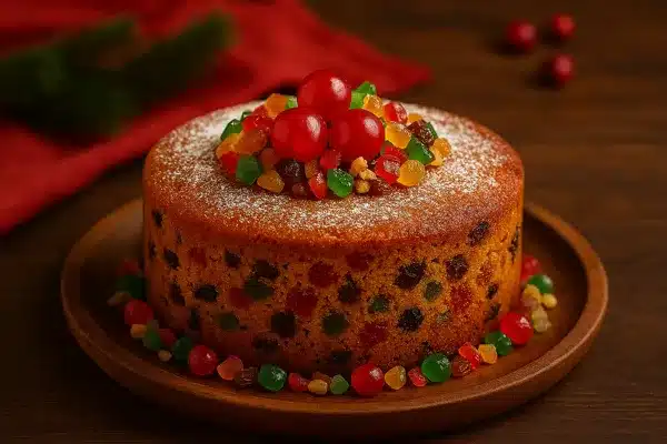 bolo de natal com frutas cristalizadas