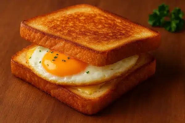 lanche rápido de pão com ovo