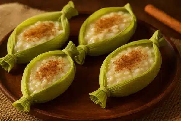 arroz doce na folha de pamonha