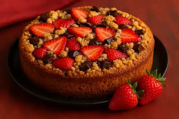 Cuca de Morango com Chocolate