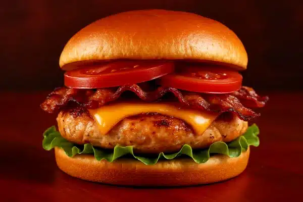 Hambúrguer de frango com bacon