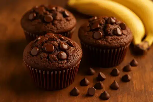 muffins de banana com chocolate